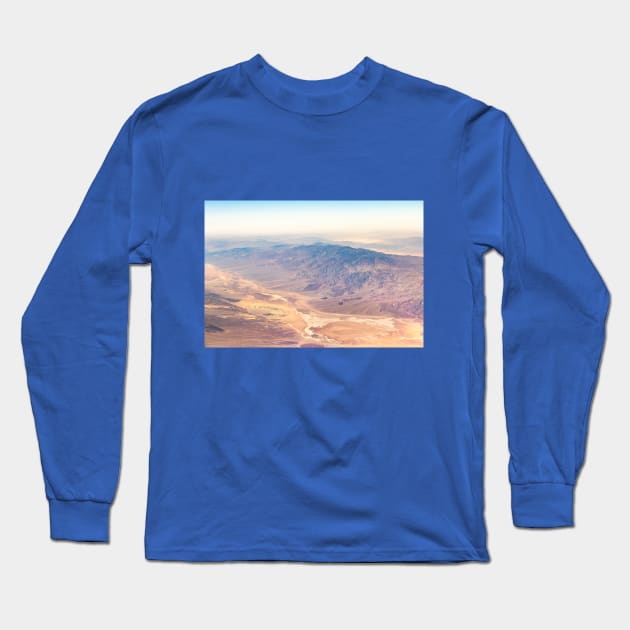 Bird's Eye View of Desert and Mountains from Flight Long Sleeve T-Shirt by SafariByMarisa